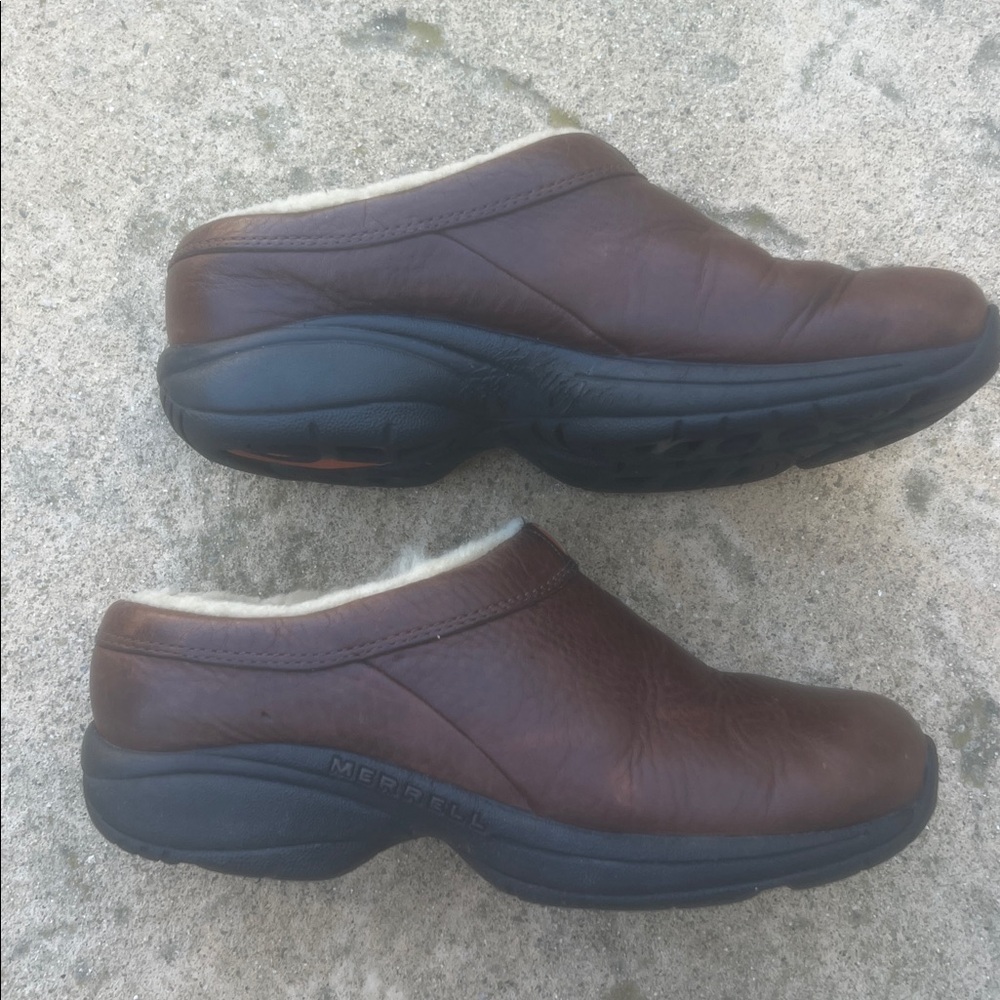 Merrell Primo Chill Brown Leather Wool Lined Mules Women's Size 8.5 - Picture 2 of 9